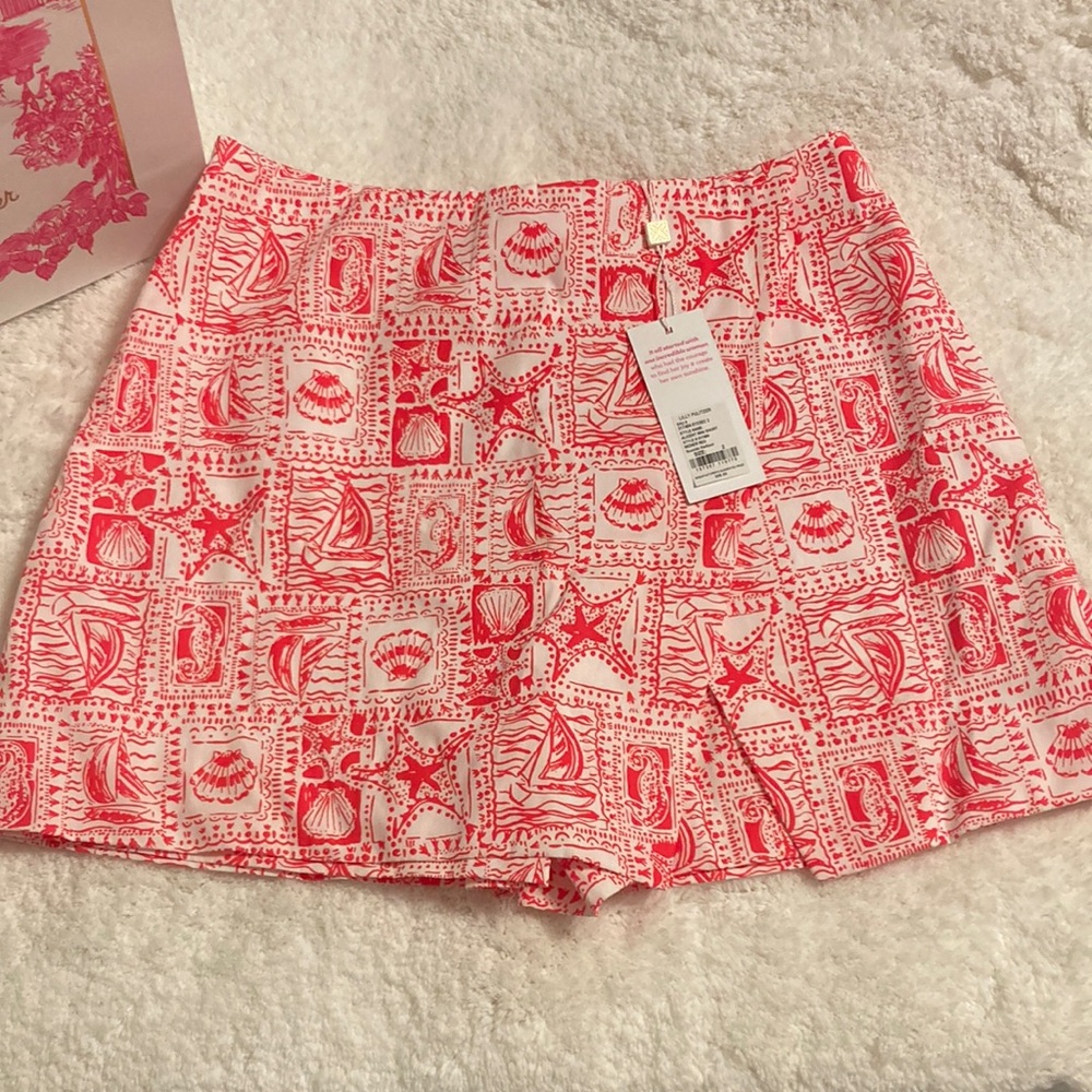 Lilly Pulitzer Red Skorts with Vibrant Design